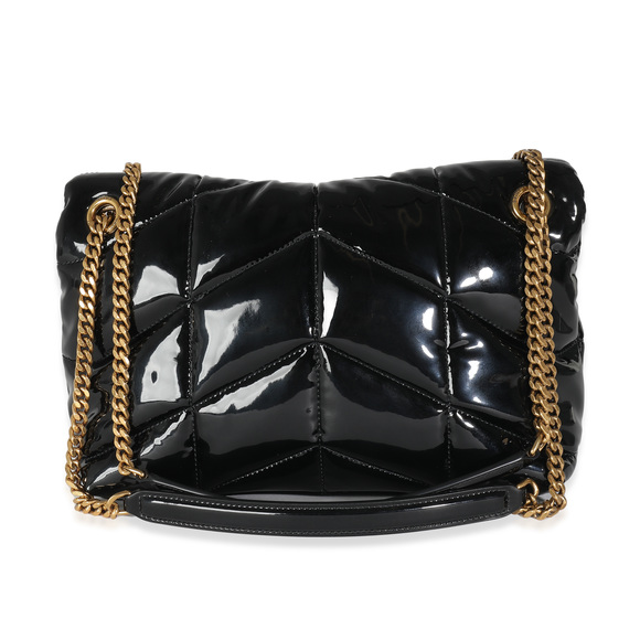 Saint Laurent Black Quilted Patent Small Lou Puffer Chain Bag - Picture 2 of 8